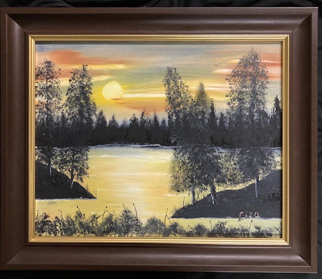 Lisa Corradi “A Peaceful Place” 
15x18 framed in dark wood with gold accent. 
20x24 
$220
